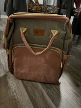 Load image into Gallery viewer, Debug Grey and pink diaper bag converts to changing area
