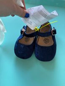 Teg and Lai Navy Blue Velvet Mary Janes 3 (Infant Shoe)