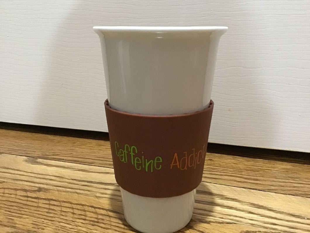 CAFFEINE ADDICT  6 inch Tall Coffee Cup White 6 inch CAFFEINE ADDICT Coffee Cup