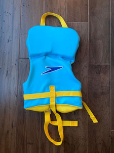 Speedo Swim Infant Life Jacket, used twice Size up to 30lbs., zipper vest with double strap