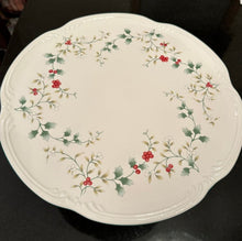 Load image into Gallery viewer, Pfaltzgraff Winterberry pedestal cake plate, NIB. Earthenware. 11 1/2 in wide x 6 1/2 in tall. Never used. Incl box
