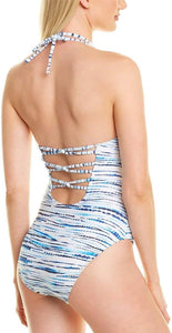 La Blanca NWT White and Blue Striped One Piece Swimsuit Women's 16