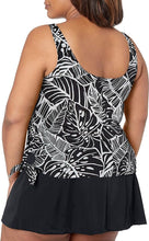 Load image into Gallery viewer, Lycra NWT One Piece Black and White Banana Leaf Print Swimsuit Women&#39;s 16
