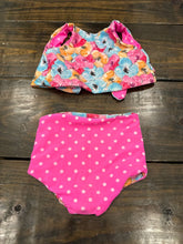 Load image into Gallery viewer, Oh So Ellies 2pc Reversible Hot pink dot and floral swimsuit 18 Months

