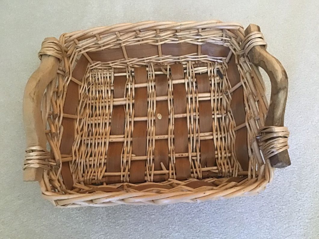 13 inches Wide by 15 inches Long Basket 13x15 inch Wicker BasketW/ wooden handles