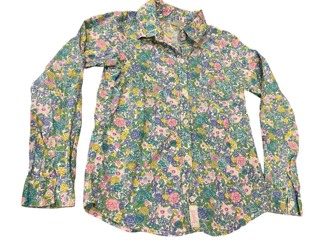 Carters, pastel floral button up long sleeve shirt  8