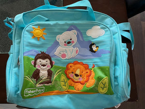 Fisher Price Jungle Animal Diaper Bag Includes blue changing pad Potty and Diapering