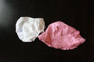Green Sprouts & Janie and Jack NWOT 12 month white swim diaper & Pink/white 12-24 month hat 12 Months