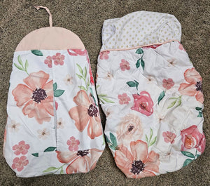 Sweet Jojo designs Coral floral print changing pad cover & diaper holder