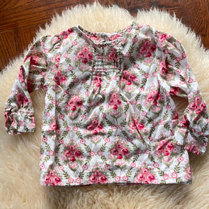 Janie & Jack floral long sleeved shirt, EUC Perfect for spring, woven cotton fabric 24 Months