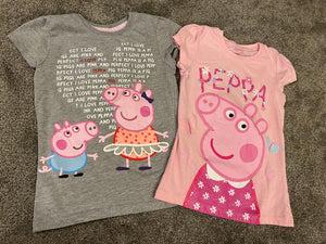 Peppa Pig, 6, two tshirts, pink, grey  6