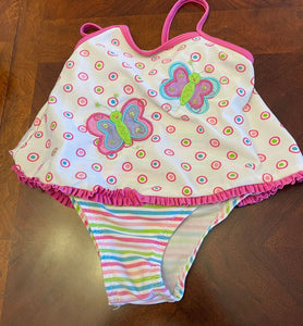 Okie Dokie Girls Bathing Suit Size 18 Months Butterflies,Polka Dots, Rainbow Stripes 18 Months
