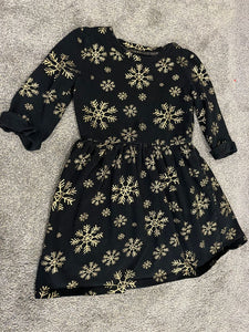 Cat & Jack, S 6/6X, black, gold snowflake dress, WNT 6