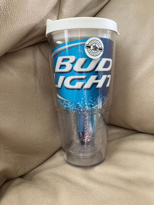 Tervis 24 oz tumbler with Bud Lite full wrap White travel lid included