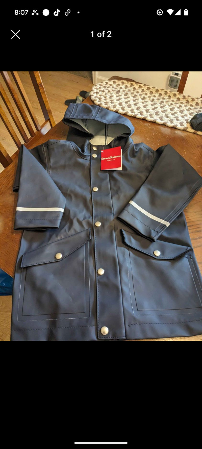 Hannah Anderson NEW with tags Navy raincoat size 110 roughly 5T 5T