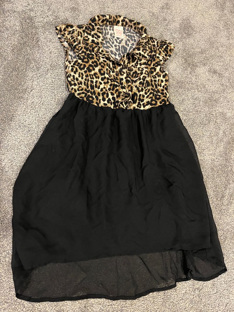 Faded Glory, S 6/6X, cheetah print, black dress, SMR 6