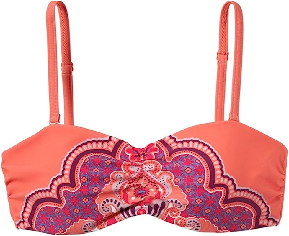 Prana NWT Cosima Tie-Back Bikini Top, Neon Orange Jasmine Women's - XS