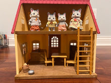 Load image into Gallery viewer, Calico Critters Red Roof House and play set w/cat family Dolls and Accessories
