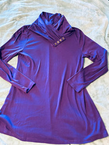 Royal purple cowl neck tunic/dress, soft and stretchy Women's - M