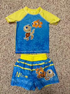 Disney baby, 12 month, Nemo swim shirt And swim trunks. Slight Velcro marks at collar 12 Months