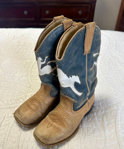 Well loved Roper boots With cowboy 11 (Lil' Kid)