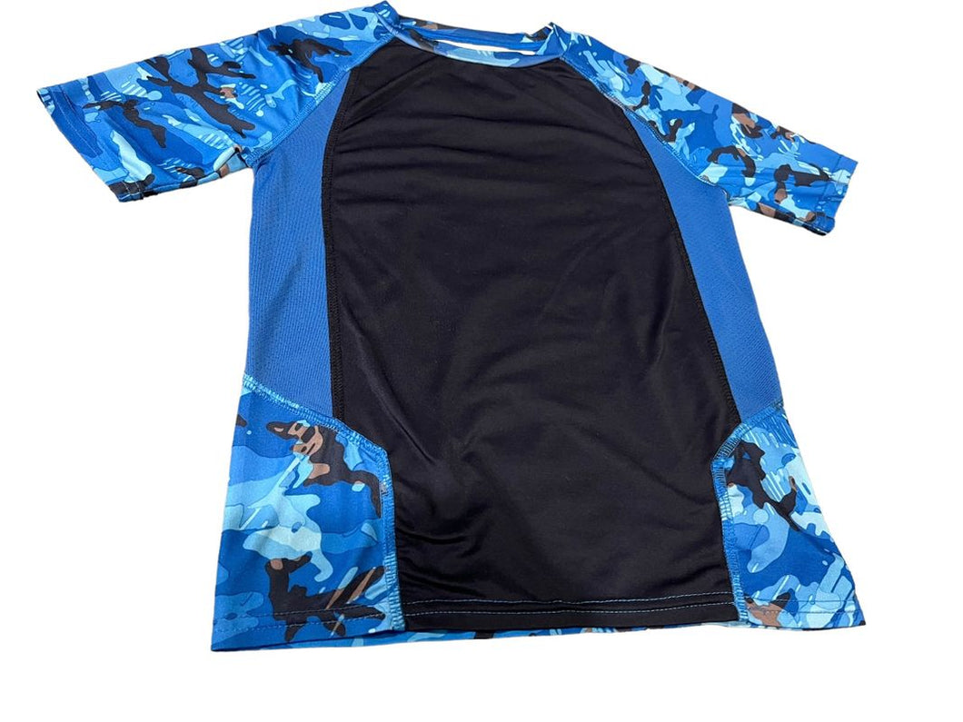 Champion, XS 4-5, blue camo swim shirt  4T