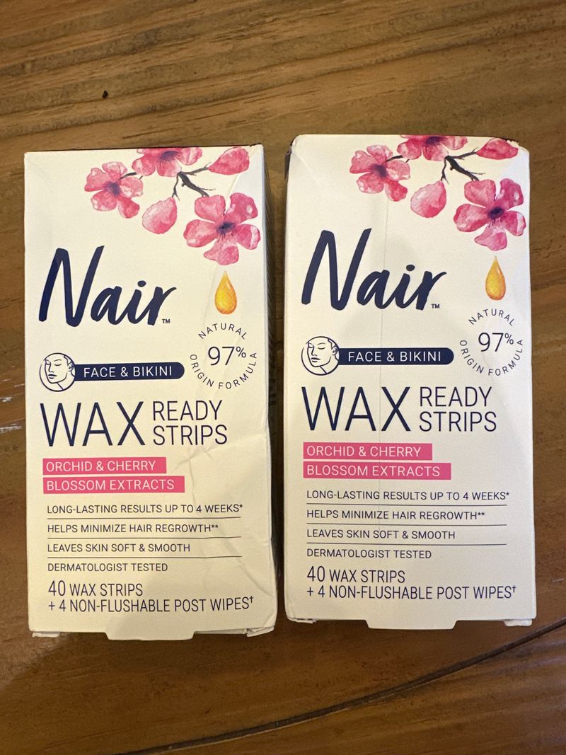 Nair NEW 2 boxes face and bikini wax strips 80 strips total