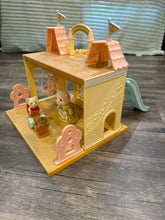 Load image into Gallery viewer, Calico Critters Baby Nursery Castle and 3 critters EUC. Has a slide, teeter totter, and swing. Dolls and Accessories
