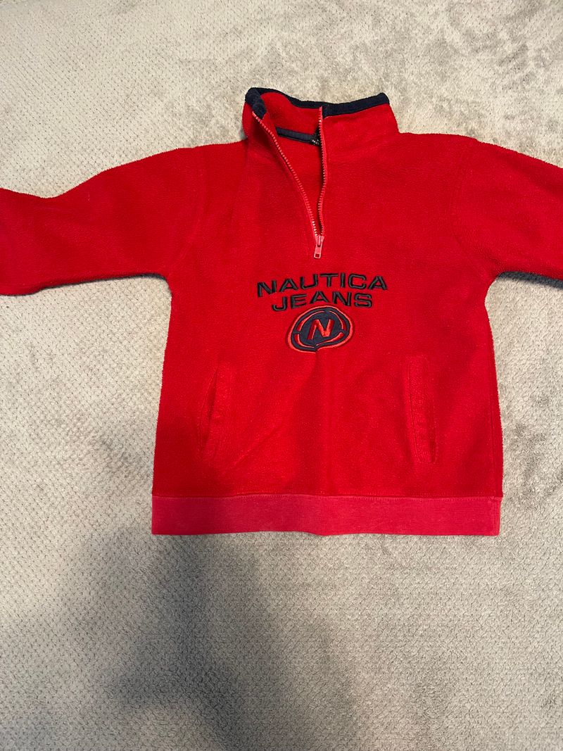 Nautica Red Quarter-zip Pullover w/ Logo 4T