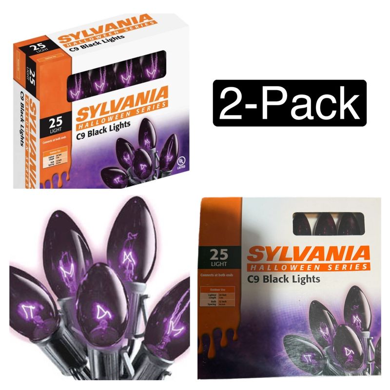 Sylvania 2-Pack Halloween Lights / 25-Count C9 Purple Lights / NIB