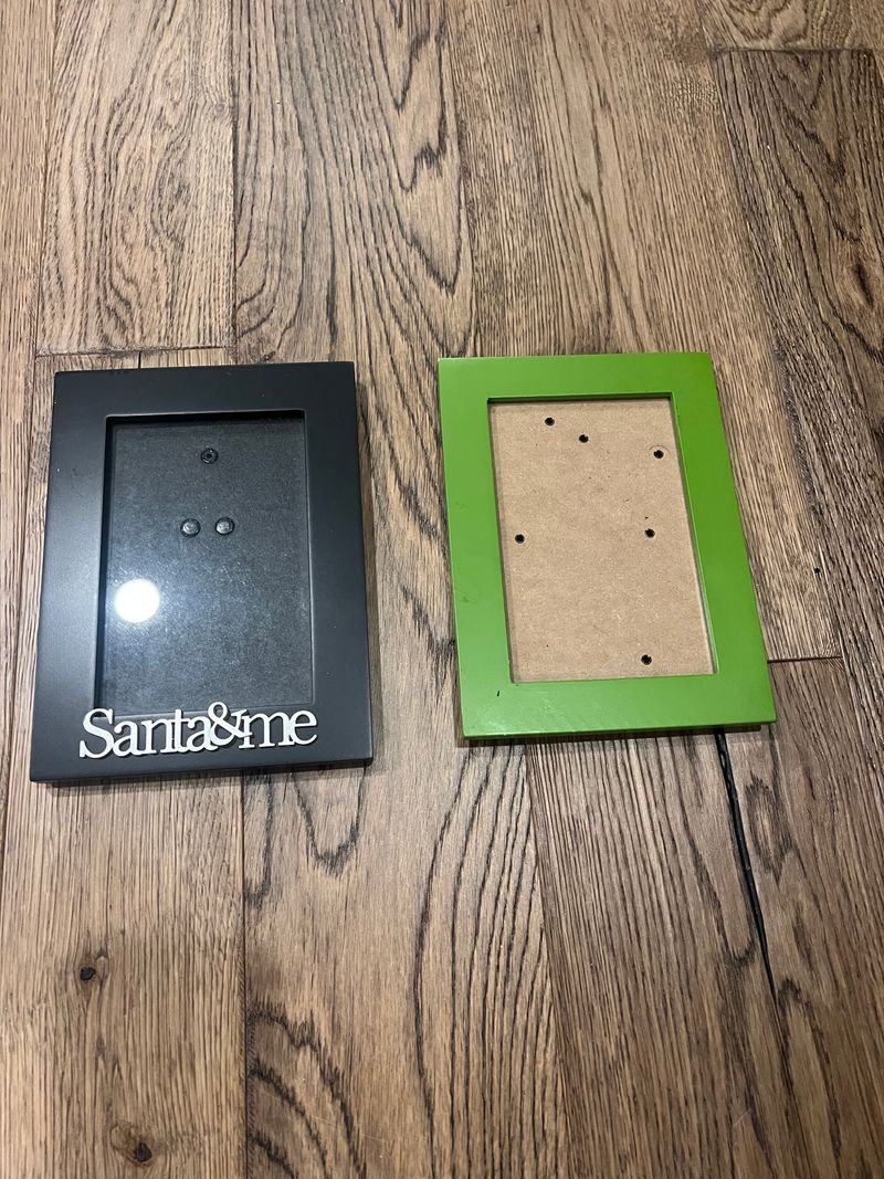 2 4x6 picture frames Santa & Me black frame & green frame