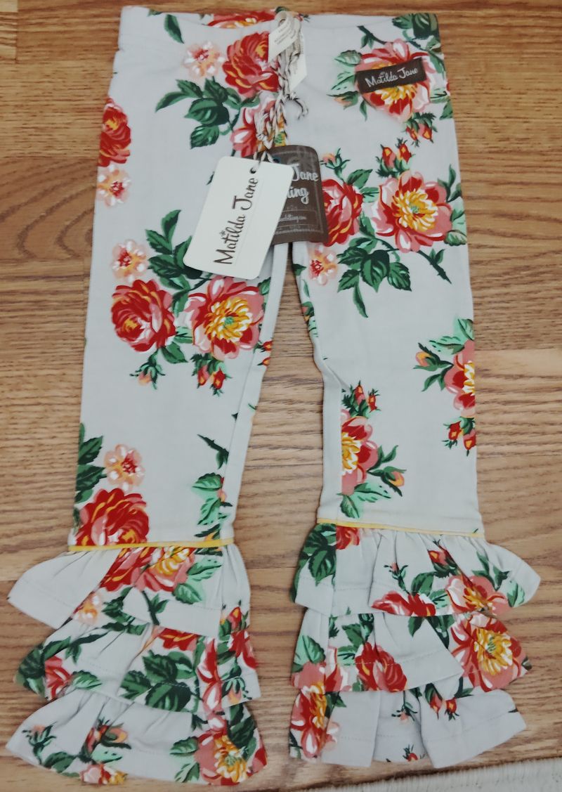 Matilda Jane NWT grey ruffle floral pants 2T