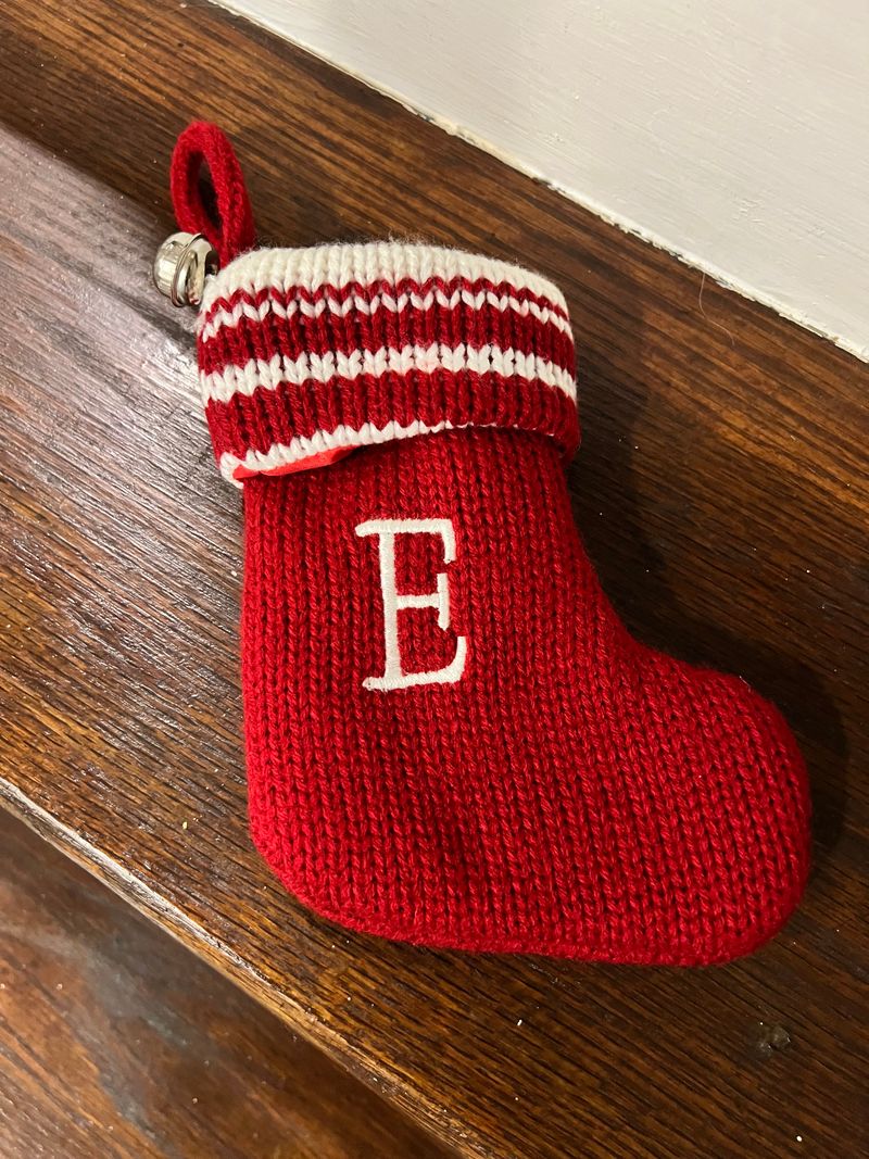 E mini Christmas Stocking 7 inch long knit