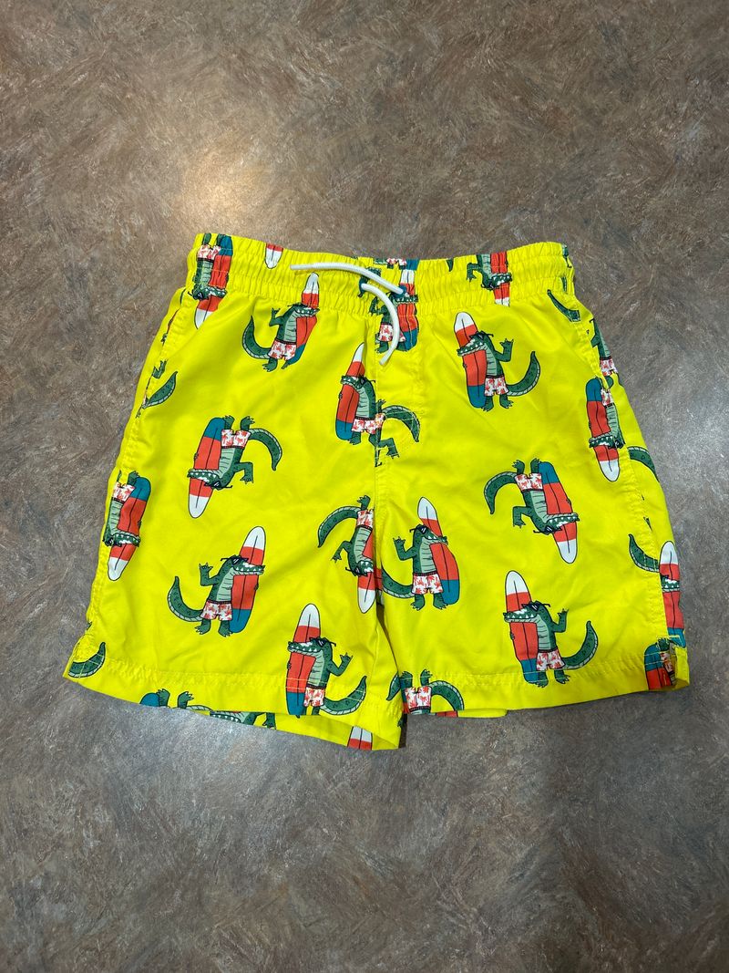 Old Navy Yellow swim Trunks with Alligator with surf board 10