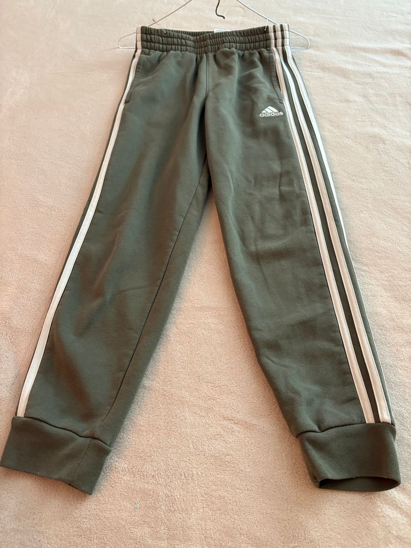 Adidas Size 10-12 Olive Green, White Sweatpants 10