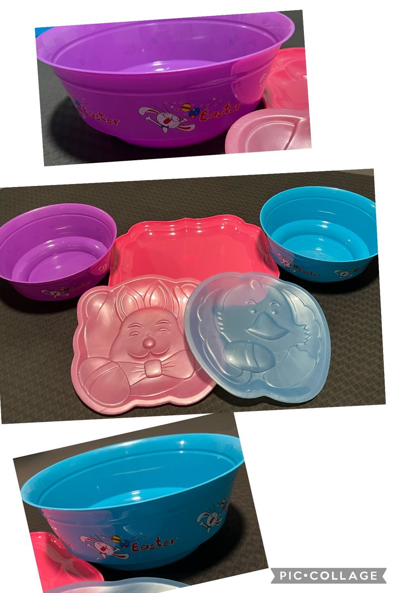 Easter serving dishes - 5 pieces 2 bowls and 3 trays