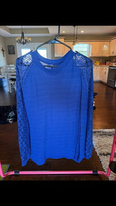 . blue sweater with lacy arms Women's - XXXL