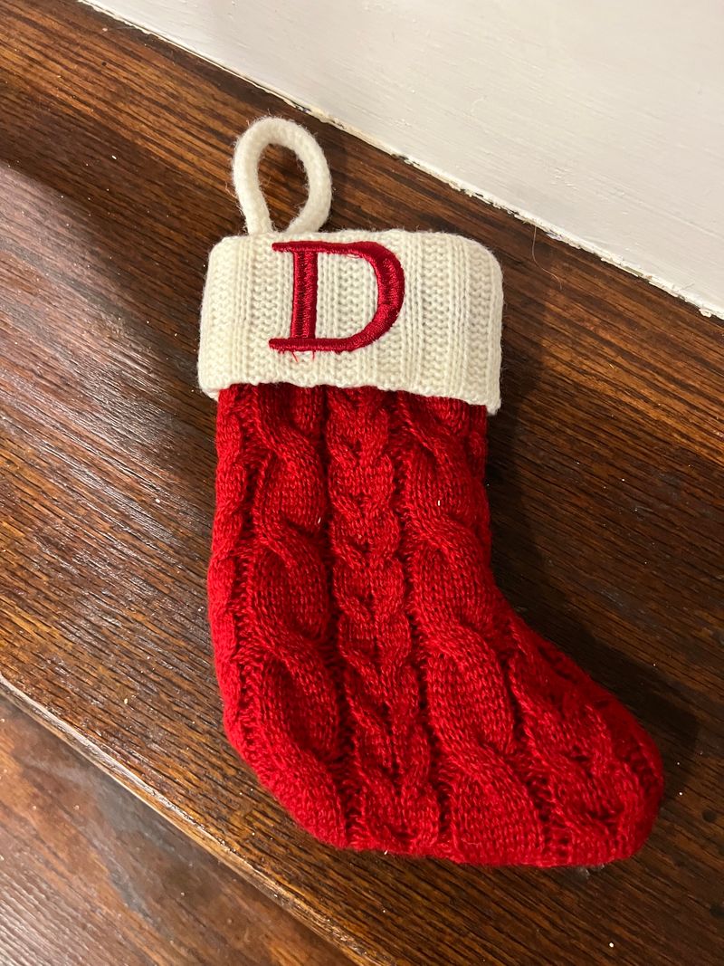 D mini Christmas Stocking 7 inch long knit