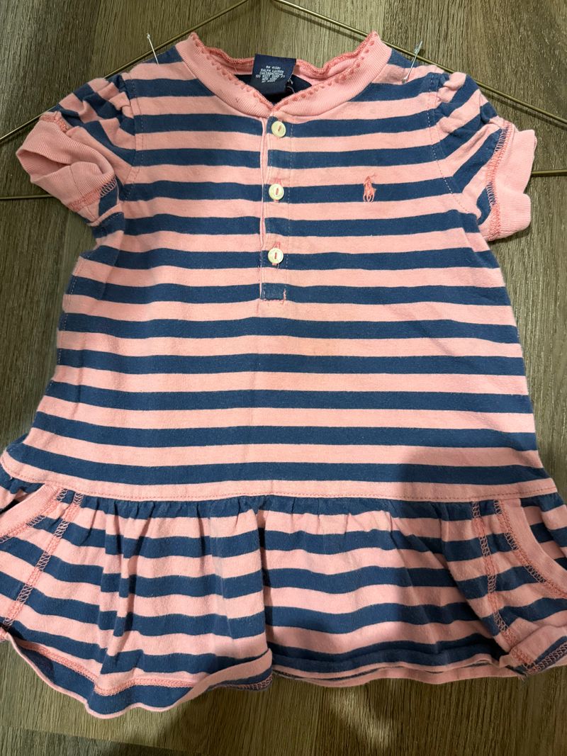 Polo Pink and navy dress 9 Months