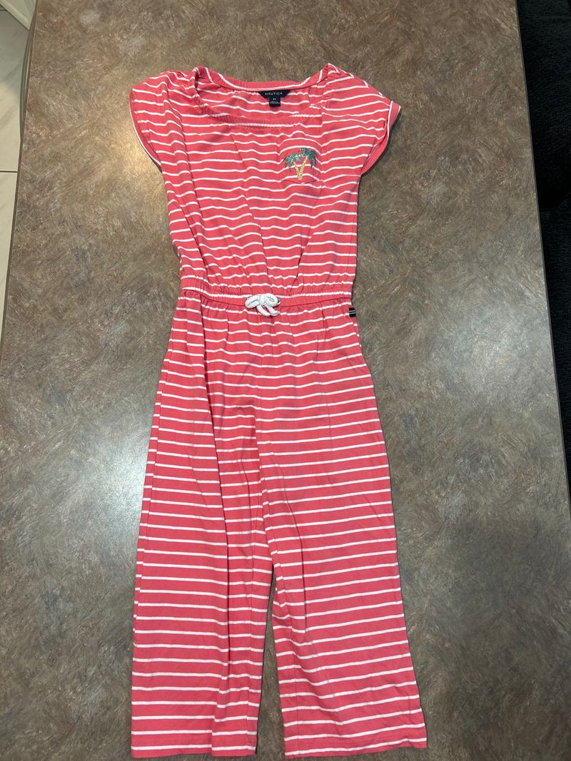 Nautica Pink Jumper with white lines and Palm trees 6