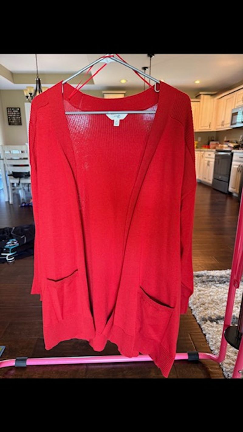 . red sweater cardigan Women's - XXXL