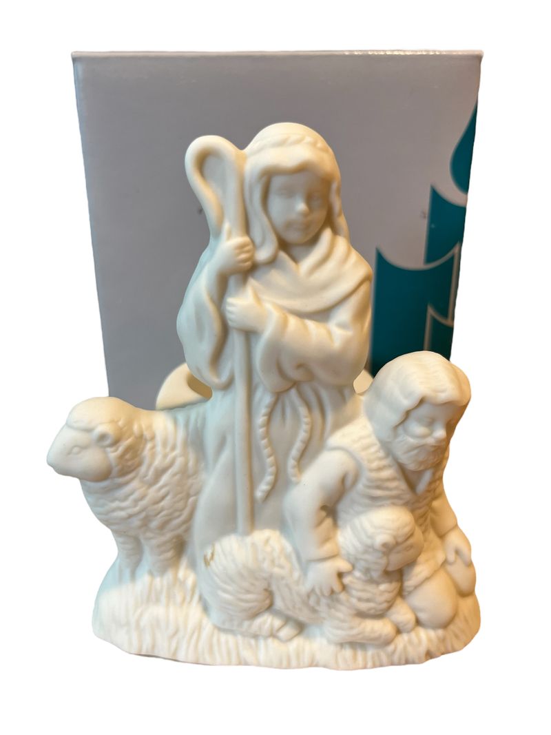 Partylite, Holy Night Shepherd tealight holder, small yellow spot, NIB, 4of 4 posted, Christmas