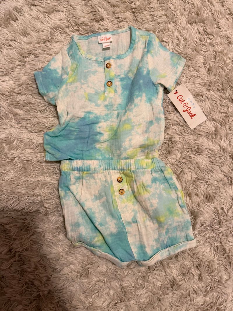 Cat and jack NWT short and short set linen 3 Months