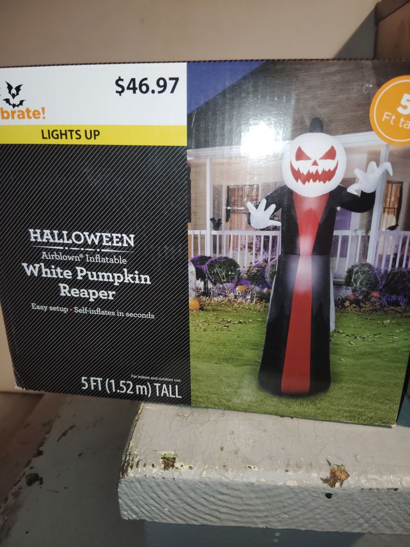 Halloween white pumpkin reaper NIB NWT 5 ft tall