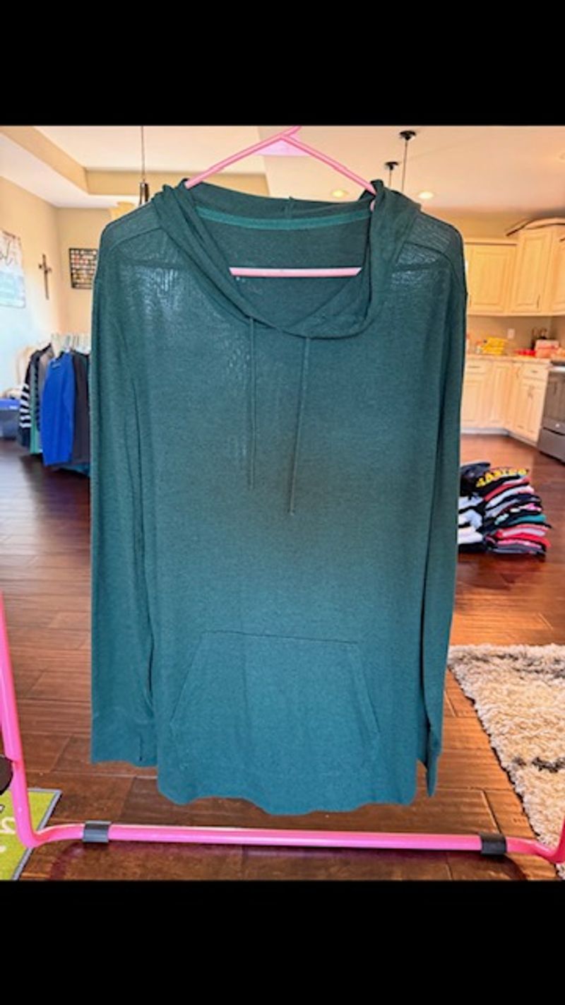 . hunter green thin hooded pullover sweater Women's - XXL