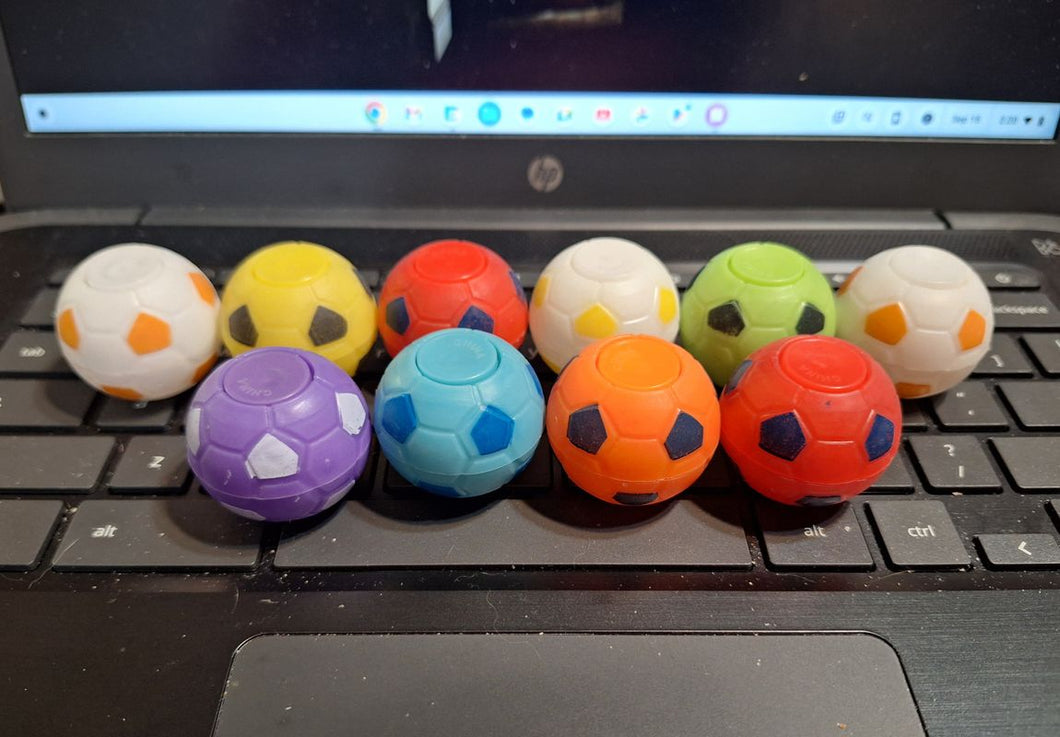 10 Mini Soccer Ball Fidget Spinners New. Size 1.5