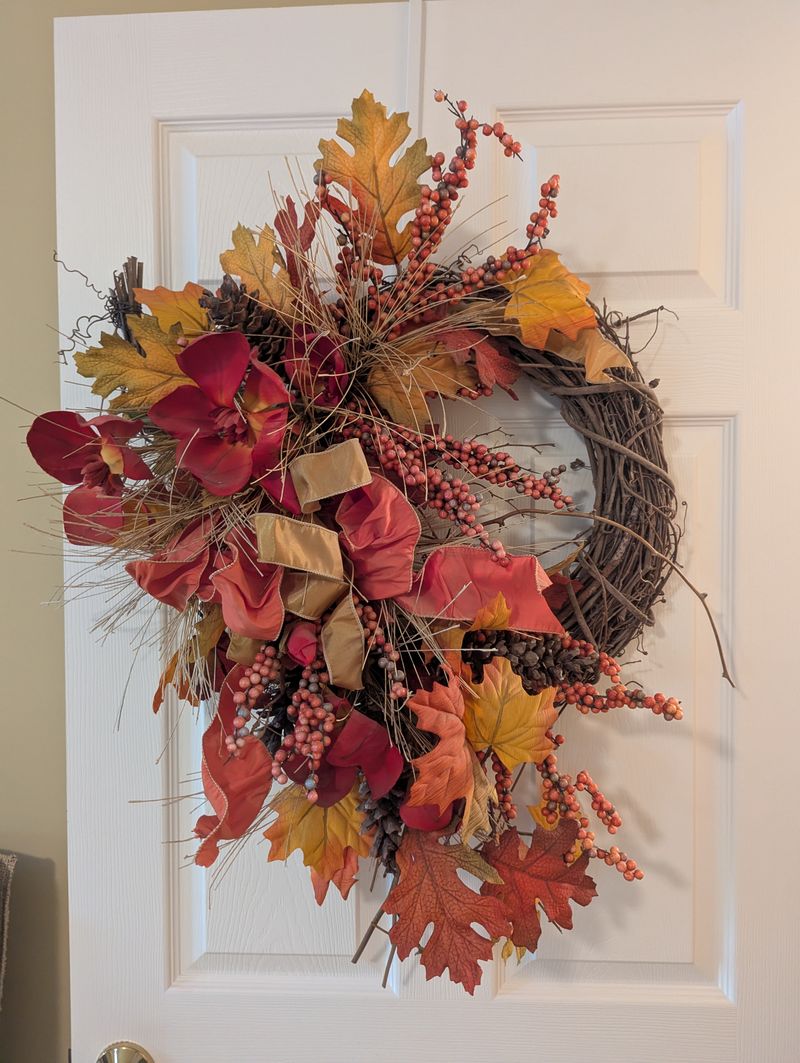 Custom fall wreath approx 22 inches across