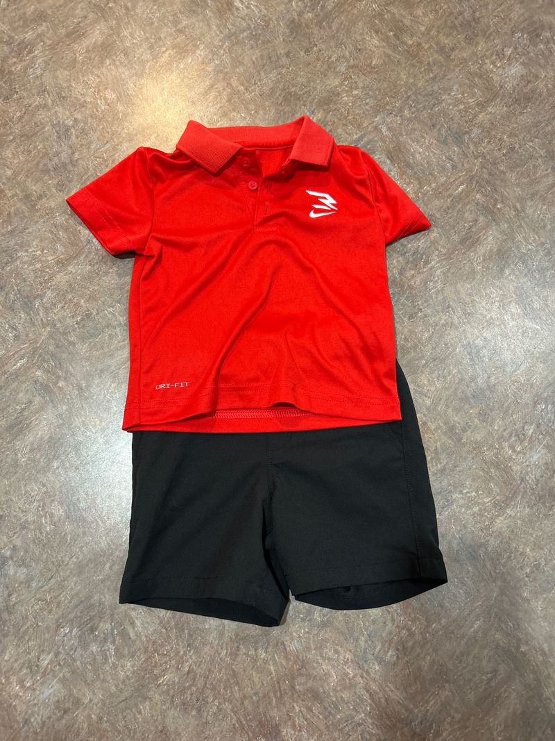 Nike Red Polo with Black Shorts outfit Never been worn 2T