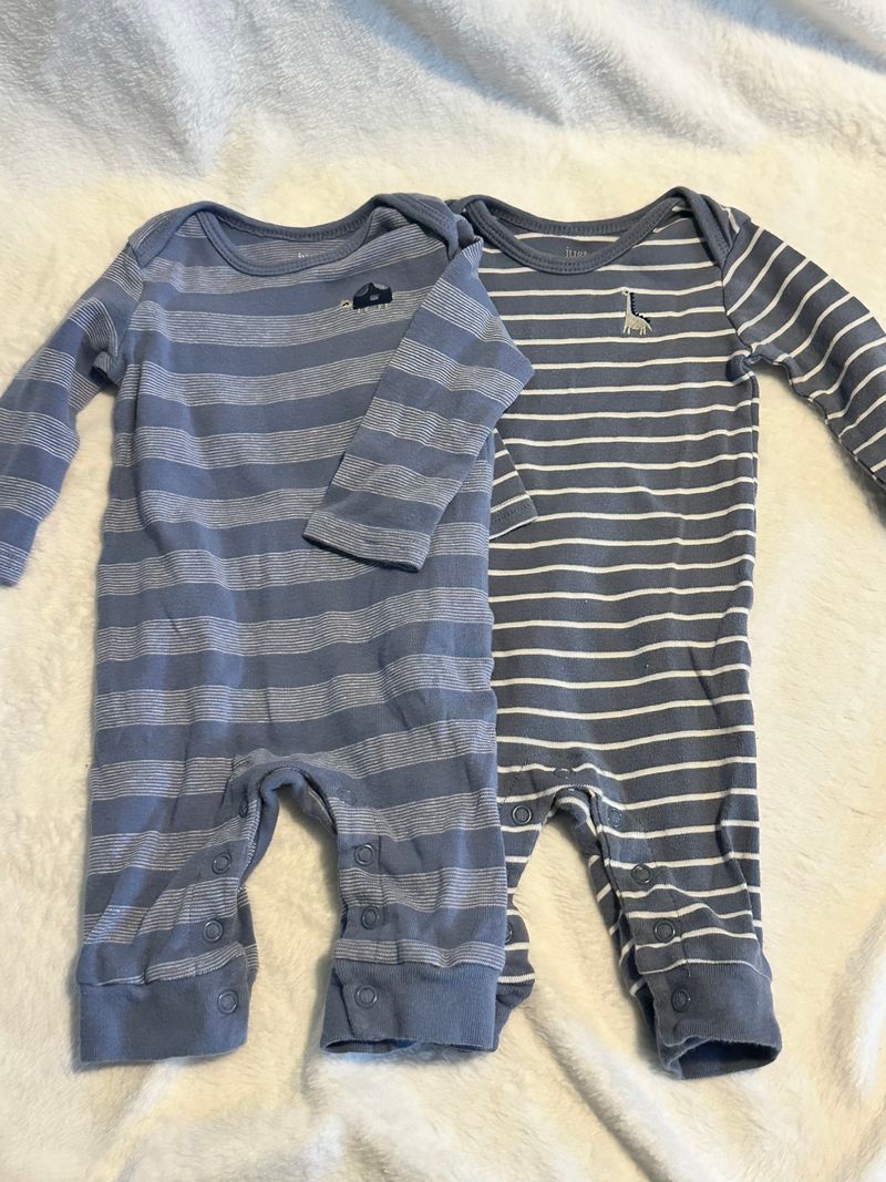 0-3m 2 Long sleeve striped outfits 3 Months