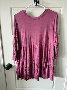 - Mauve spandex ruffle top Women's Large 12-14